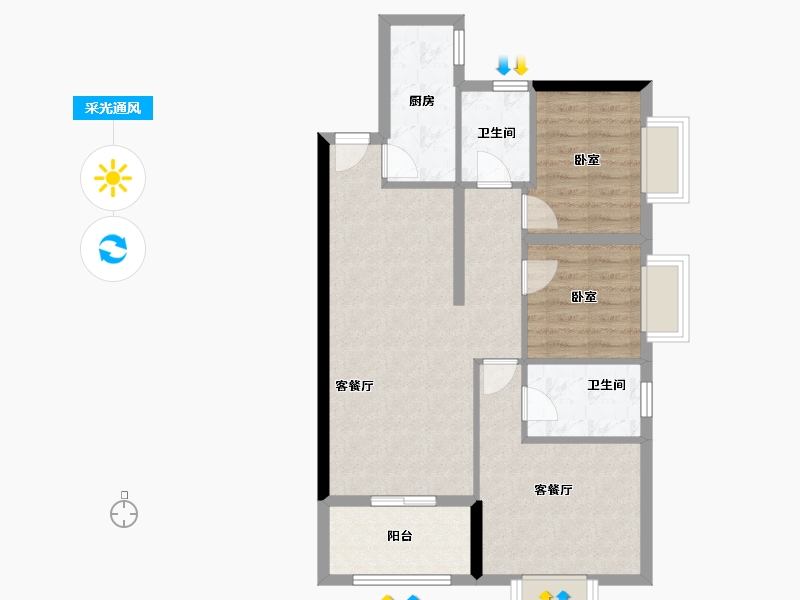 陕西省-西安市-西安深国投中心-75.51-户型库-采光通风