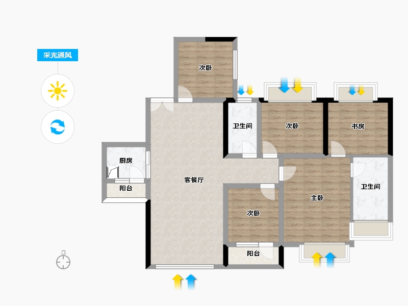 四川省-眉山市-紫胤府-111.67-户型库-采光通风