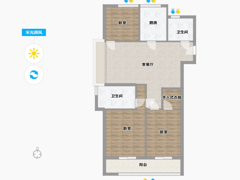 浙江省-舟山市-绿城沁润公寓-92.01-户型库-采光通风