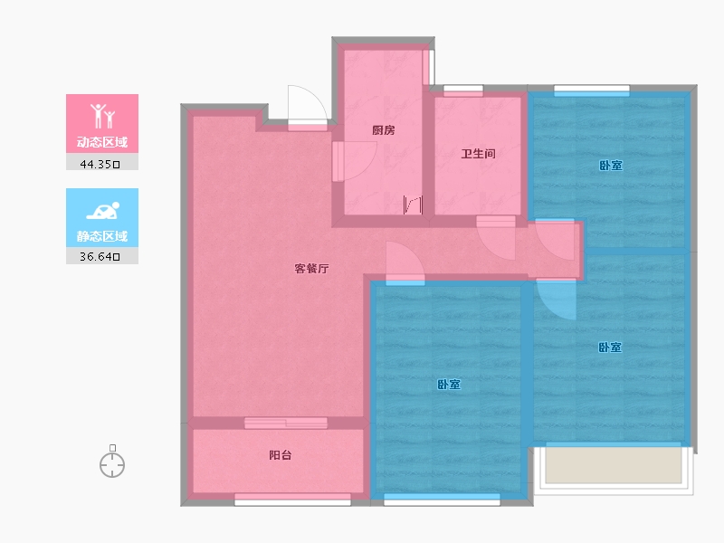 江苏省-无锡市-无锡中海寰宇天下-70.99-户型库-动静分区