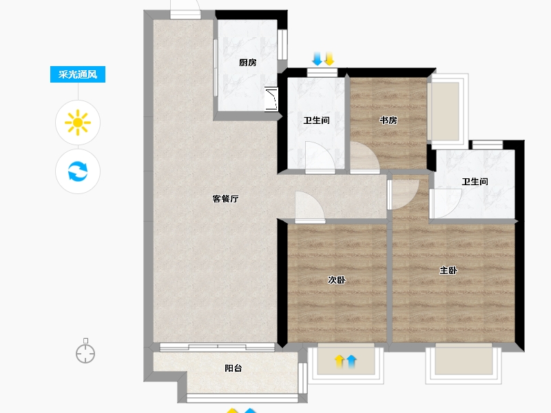 广东省-广州市-融创岚樾臺-67.08-户型库-采光通风