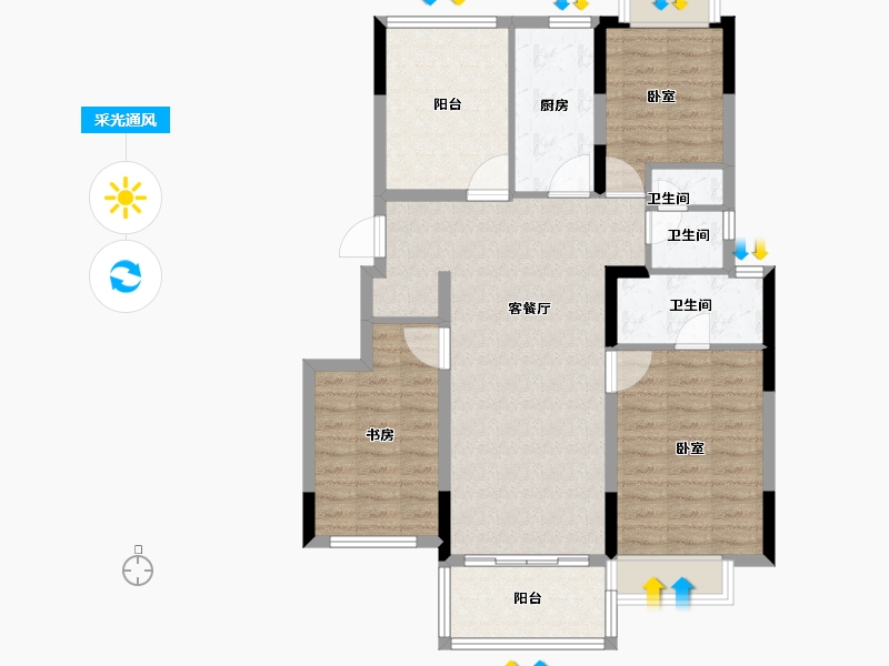 湖南省-长沙市-合能·枫丹星悦-96.00-户型库-采光通风