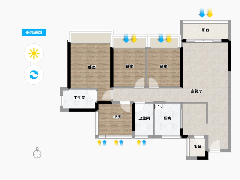 广东省-深圳市-龙光玖悦台-88.46-户型库-采光通风