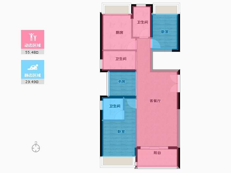 广东省-广州市-佳兆业悦江府-76.00-户型库-动静分区