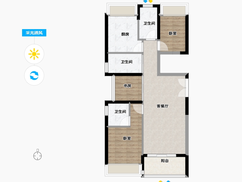 广东省-广州市-佳兆业悦江府-76.00-户型库-采光通风