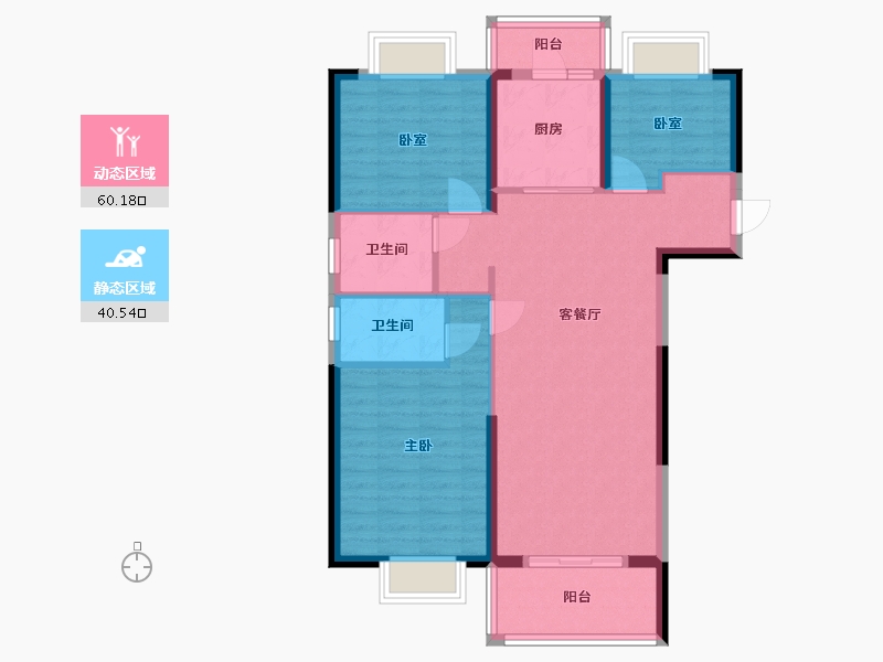 湖北省-武汉市-碧桂园黄金时代-90.60-户型库-动静分区