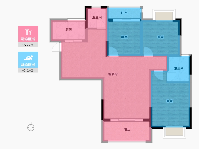 湖南省-湘潭市-金沅公馆-87.36-户型库-动静分区