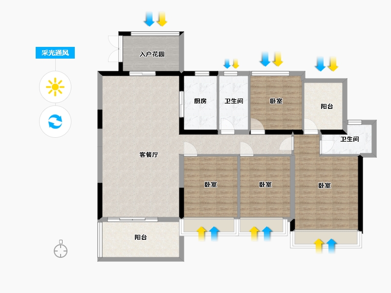 广东省-深圳市-深圳东星河丹堤-131.84-户型库-采光通风