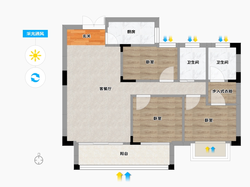 湖南省-邵阳市-仁信半岛城-58.47-户型库-采光通风