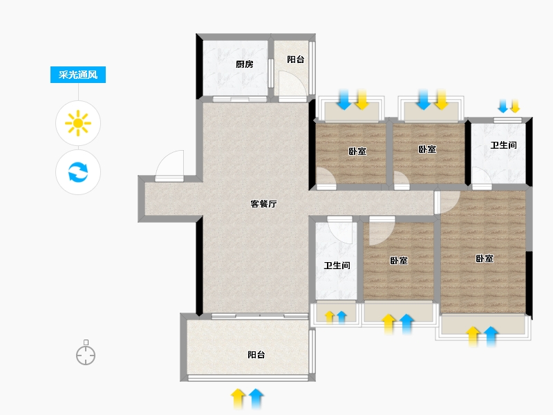 广东省-湛江市-奥园悦时代-119.00-户型库-采光通风