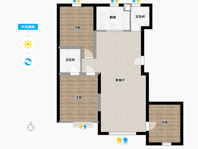 吉林省-长春市-剑桥春雨-83.75-户型库-采光通风