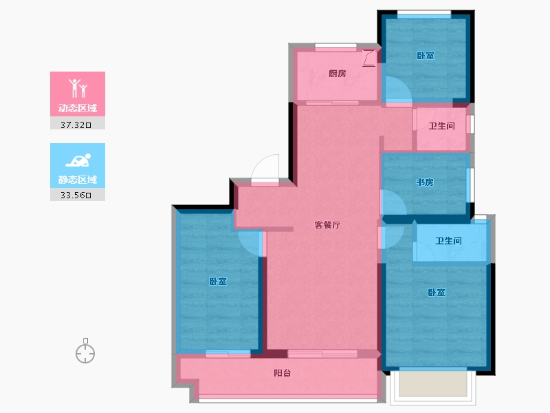 湖北省-荆州市-保利堂悦-61.73-户型库-动静分区