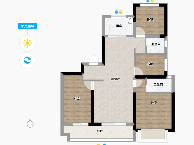 湖北省-荆州市-保利堂悦-61.73-户型库-采光通风