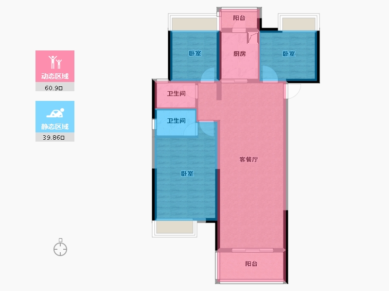 湖北省-荆州市-奥园学府里-89.99-户型库-动静分区