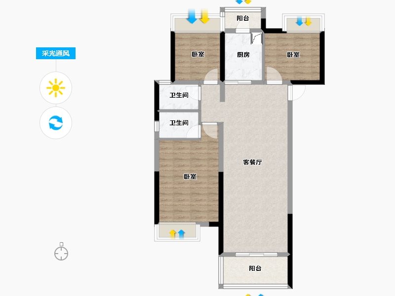 湖北省-荆州市-奥园学府里-89.99-户型库-采光通风