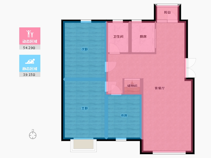 吉林省-长春市-剑桥春雨-83.73-户型库-动静分区