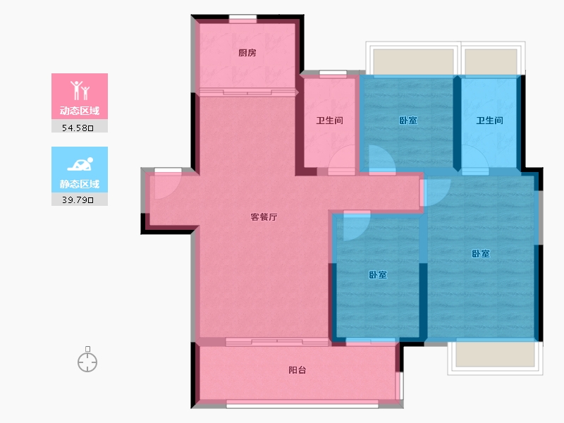 湖南省-常德市-中南春溪集-83.82-户型库-动静分区