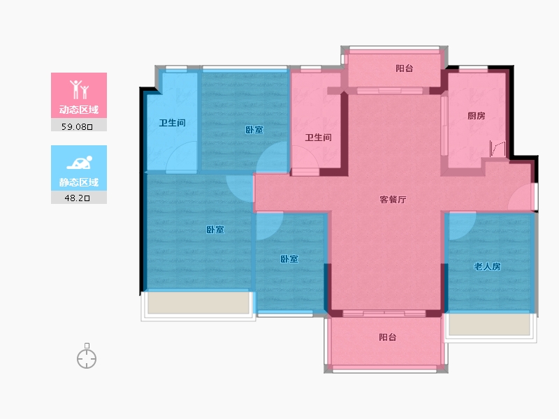 广东省-佛山市-江门万科金域国际-96.00-户型库-动静分区