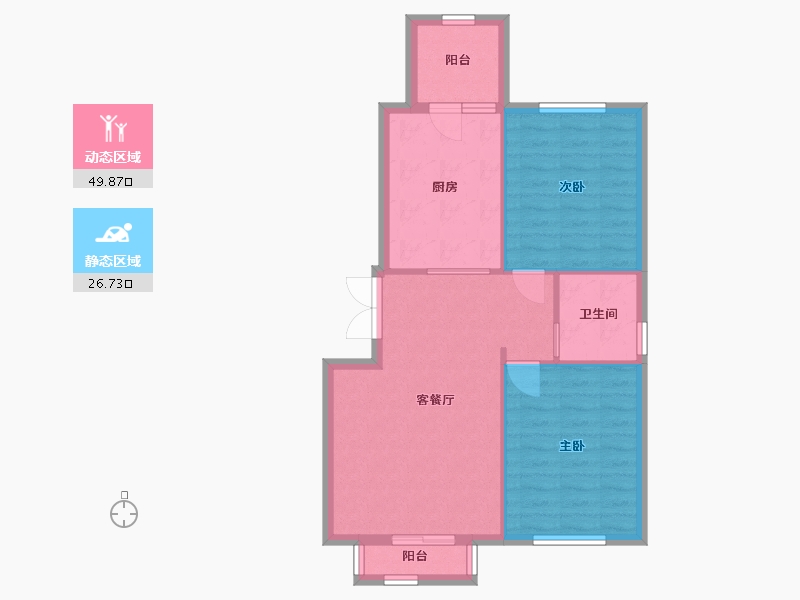 吉林省-长春市-恒泰郡城-69.67-户型库-动静分区