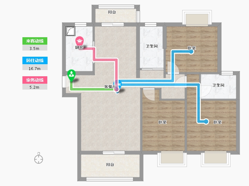 湖北省-孝感市-汉川公园新城二期-94.34-户型库-动静线