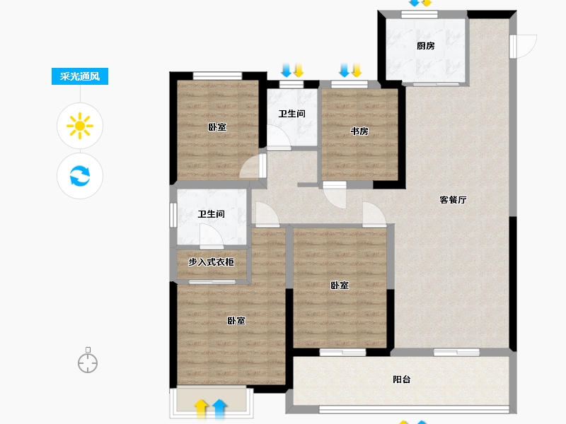 江苏省-无锡市-世茂璀璨蠡湖湾-110.01-户型库-采光通风