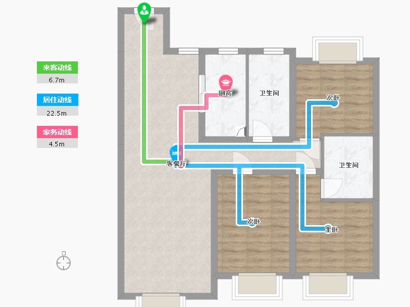 吉林省-长春市-中海·玺悦洋房-83.95-户型库-动静线