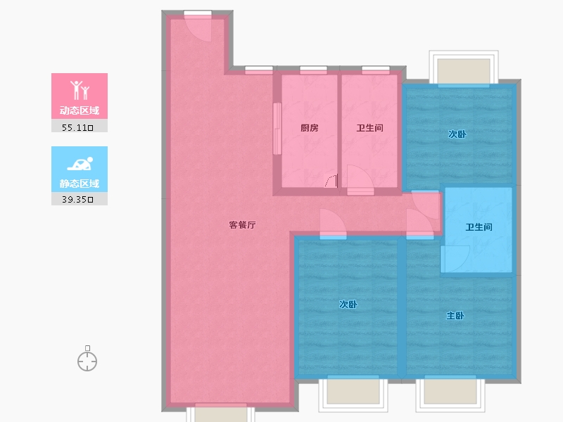 吉林省-长春市-中海·玺悦洋房-83.95-户型库-动静分区