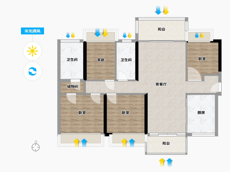 湖南省-郴州市-颐和星湾-99.58-户型库-采光通风