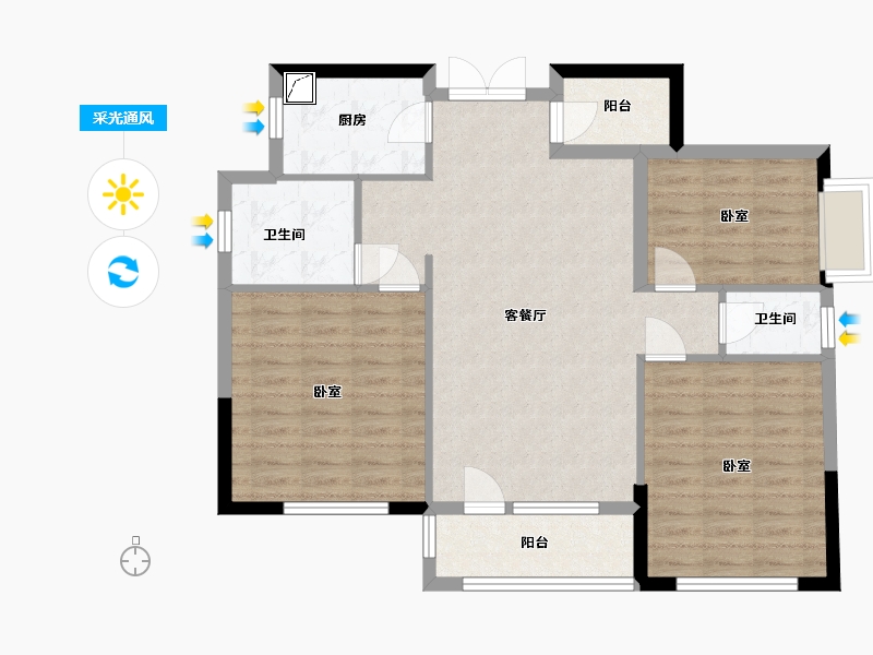 湖北省-孝感市-应城爱漫时光-90.00-户型库-采光通风