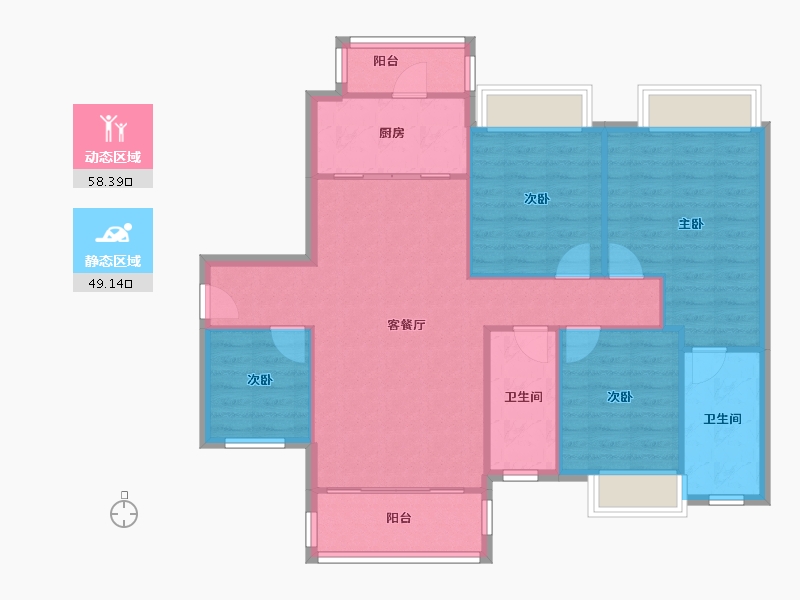 广东省-佛山市-保利翡翠公馆-98.05-户型库-动静分区