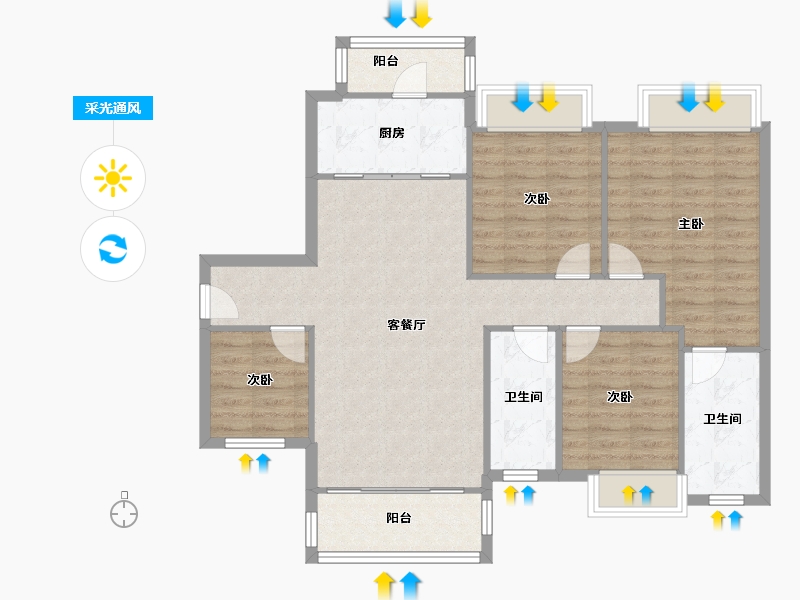 广东省-佛山市-保利翡翠公馆-98.05-户型库-采光通风