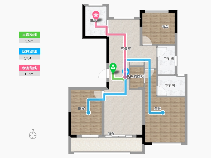 浙江省-宁波市-荣安观江园2期-109.01-户型库-动静线