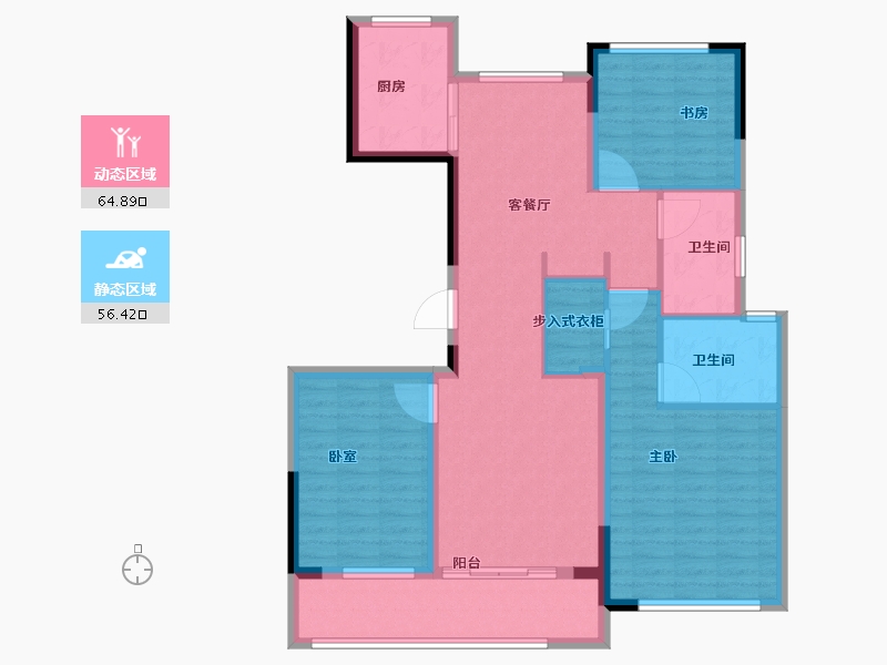 浙江省-宁波市-荣安观江园2期-109.01-户型库-动静分区