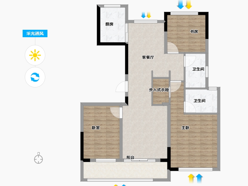 浙江省-宁波市-荣安观江园2期-109.01-户型库-采光通风