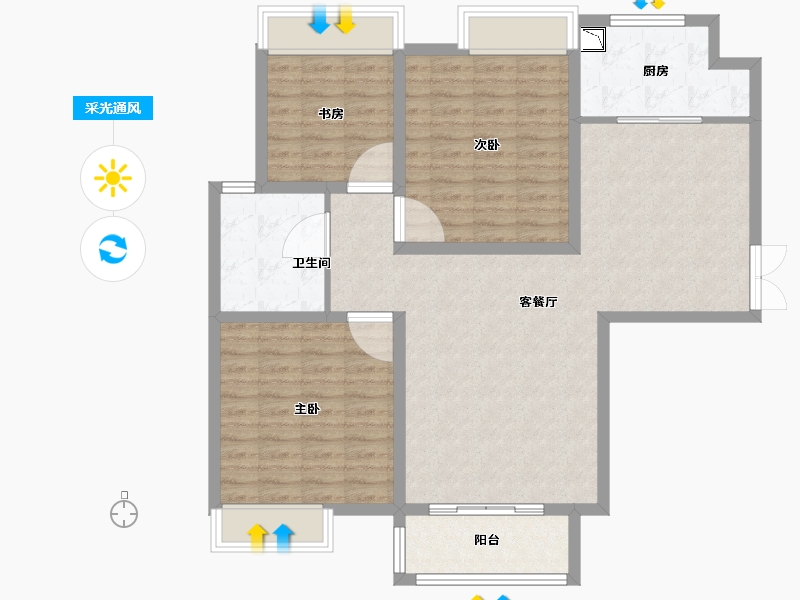 陕西省-西安市-白桦林溪-102.01-户型库-采光通风