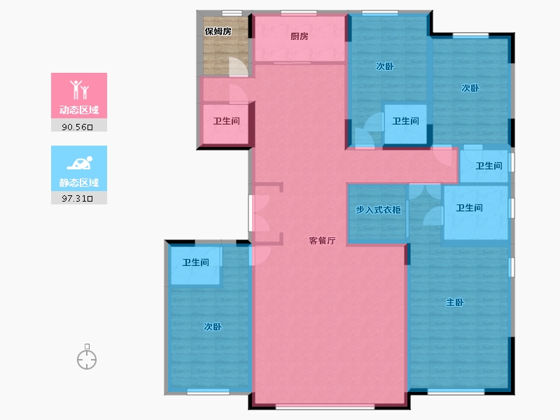 吉林省-长春市-龙腾静月里-175.01-户型库-动静分区