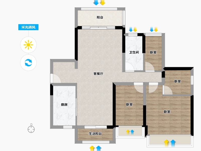 广东省-湛江市-凯悦华府-86.26-户型库-采光通风