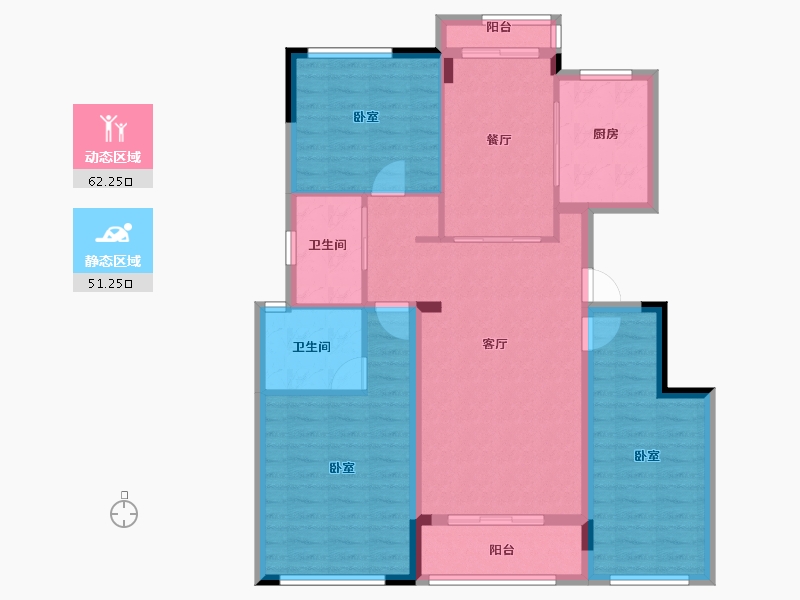 浙江省-宁波市-荣安观江园2期-102.00-户型库-动静分区