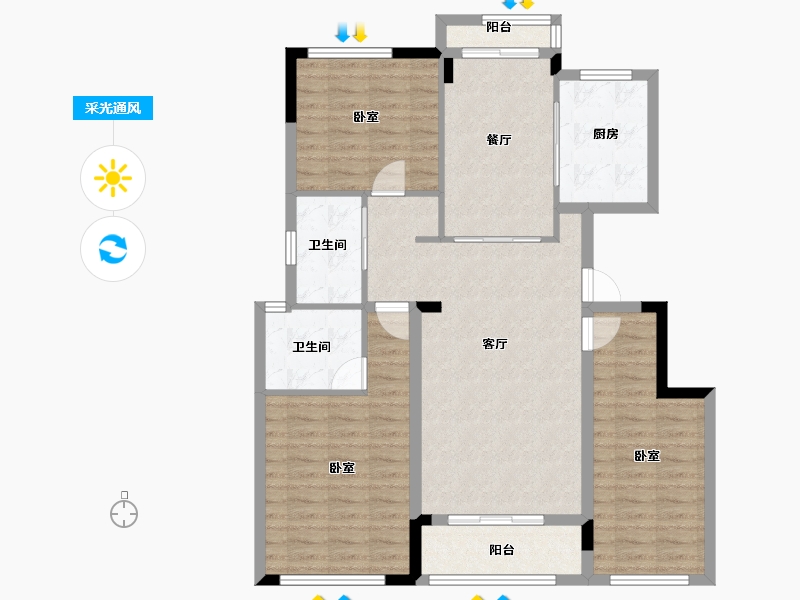 浙江省-宁波市-荣安观江园2期-102.00-户型库-采光通风