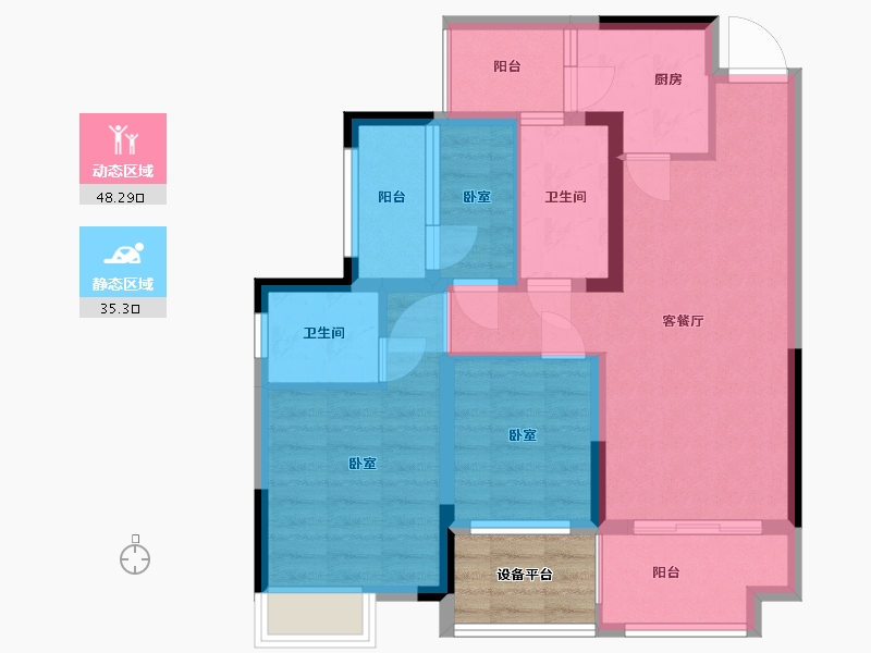 湖南省-怀化市-岳麓青城-77.40-户型库-动静分区