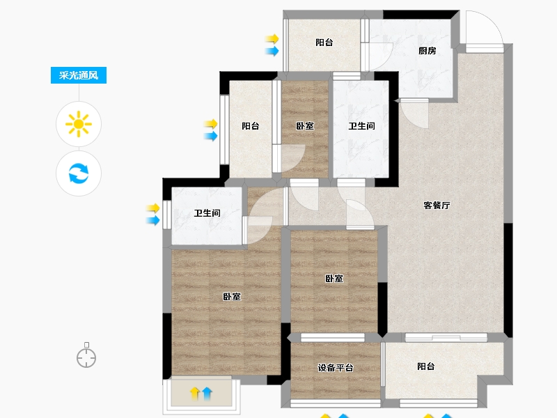 湖南省-怀化市-岳麓青城-77.40-户型库-采光通风