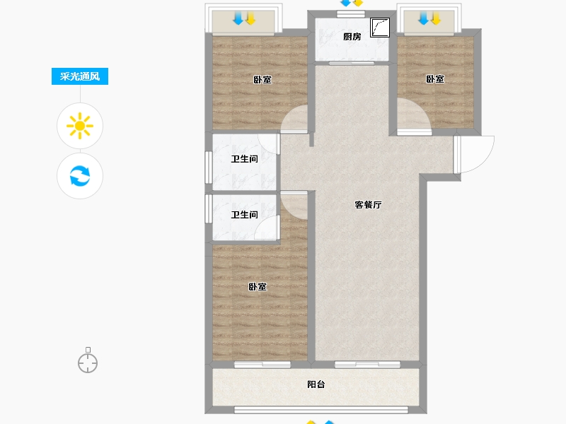 湖北省-武汉市-南德上林公馆-87.68-户型库-采光通风