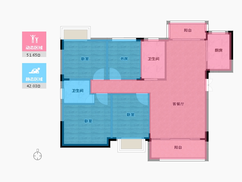 湖南省-邵阳市-仁信半岛城-84.54-户型库-动静分区