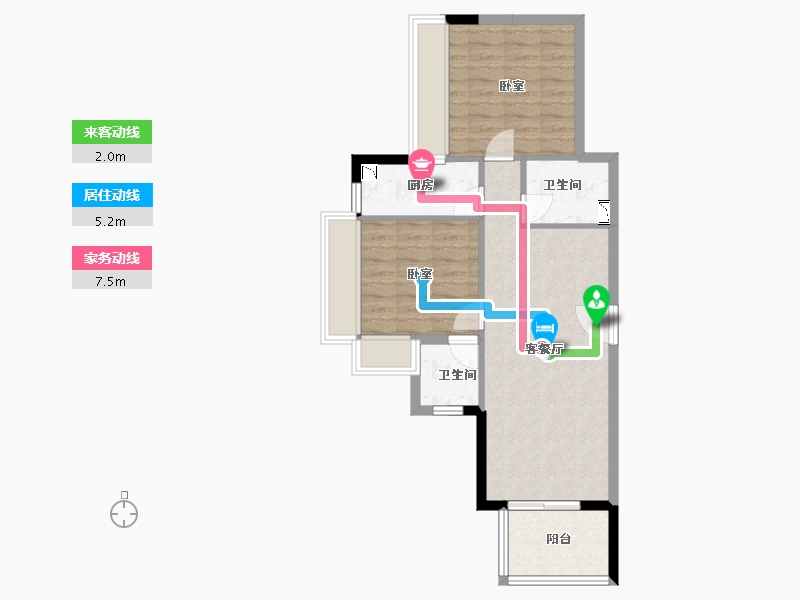 广东省-广州市-加富花园（二期）天悦-64.63-户型库-动静线