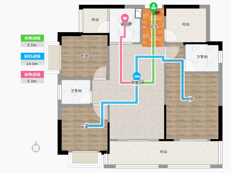 湖南省-邵阳市-恒泰珑湖-93.55-户型库-动静线