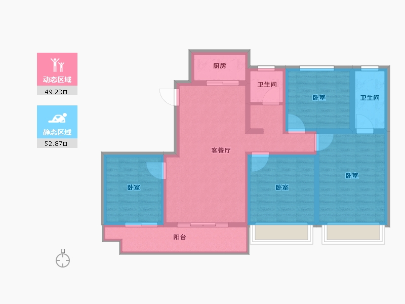 河南省-周口市-法姬娜·滨湖国际-90.45-户型库-动静分区