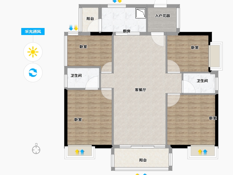 广东省-广州市-保利堂悦-112.00-户型库-采光通风