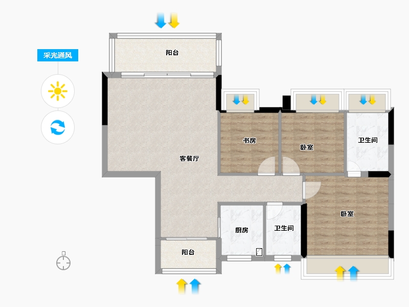 广东省-梅州市-建达欣悦国际-89.44-户型库-采光通风