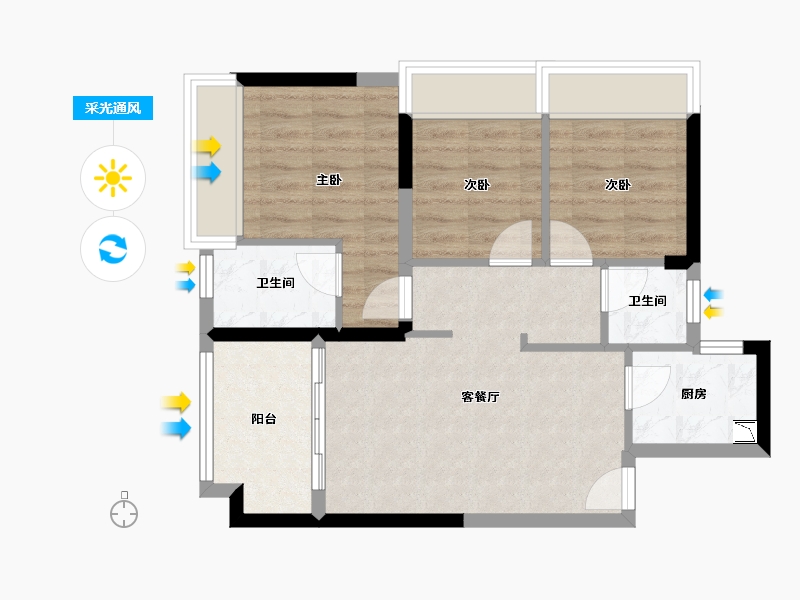 广东省-深圳市-勤诚达正大城-61.76-户型库-采光通风