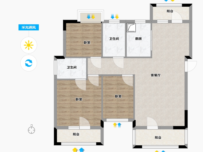 湖北省-孝感市-应城爱漫时光-98.00-户型库-采光通风